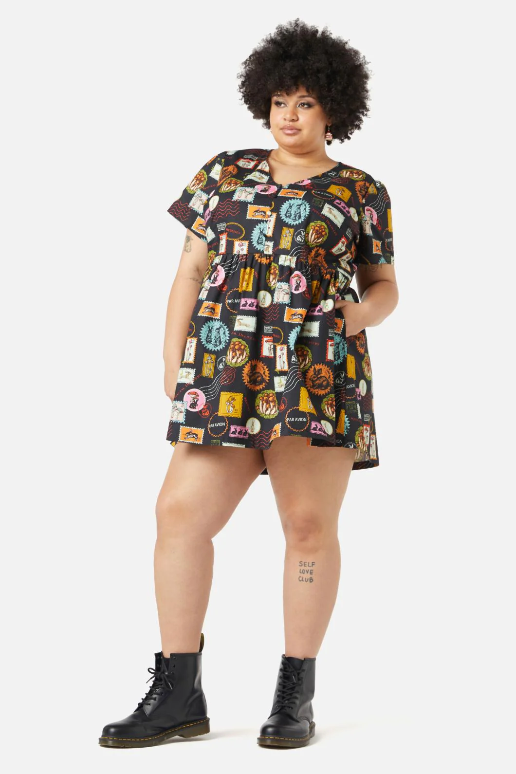 Curve Old Postal Printed Dress