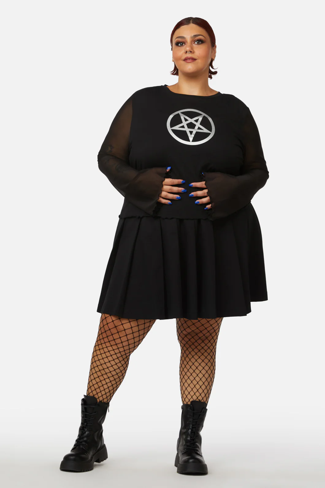 Curve Pentagram Contrast Mesh Top