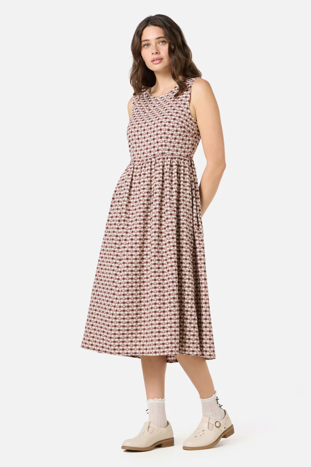 Sweetheart Check Midi Dress