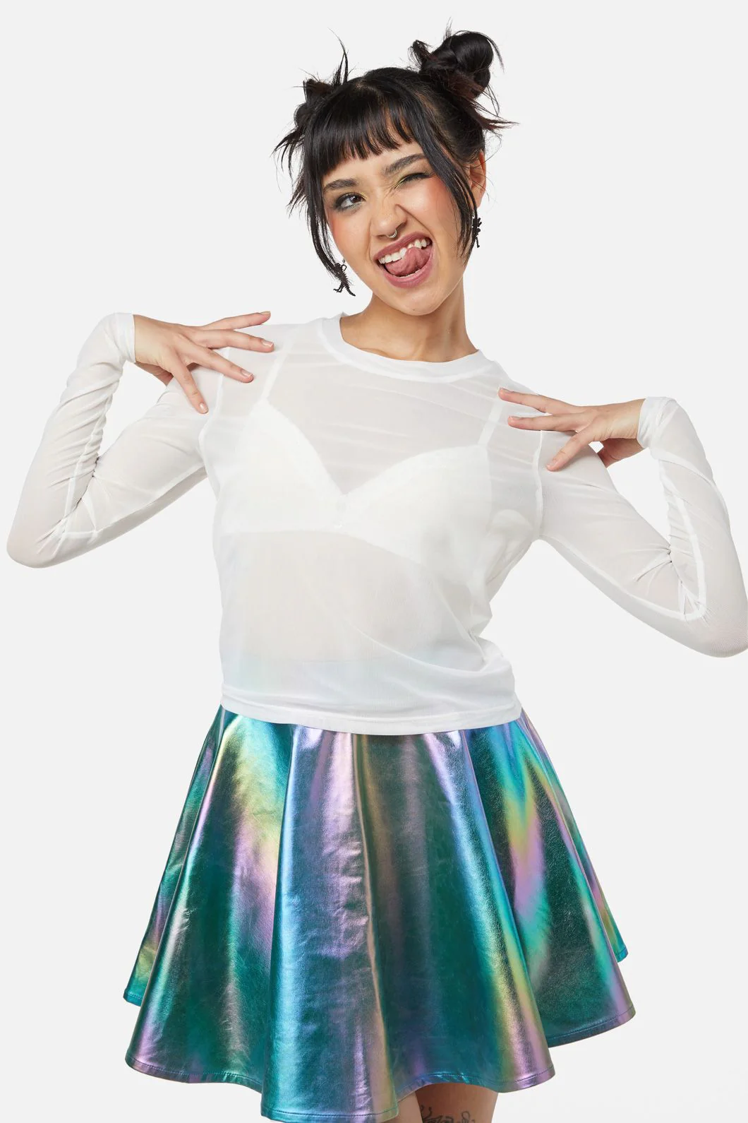 Basic Mesh Long Sleeve Top