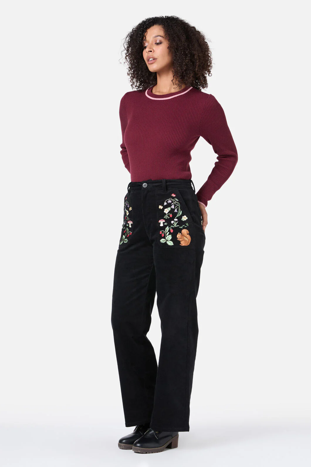 Forest Embroidered Cord Jean