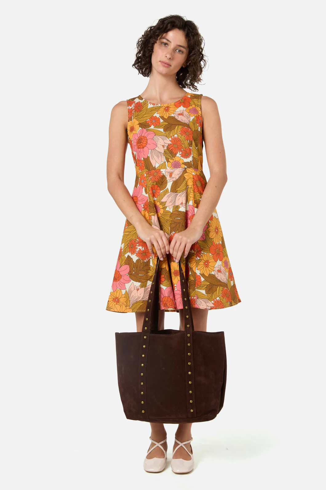 Faux Suede Stud Tote