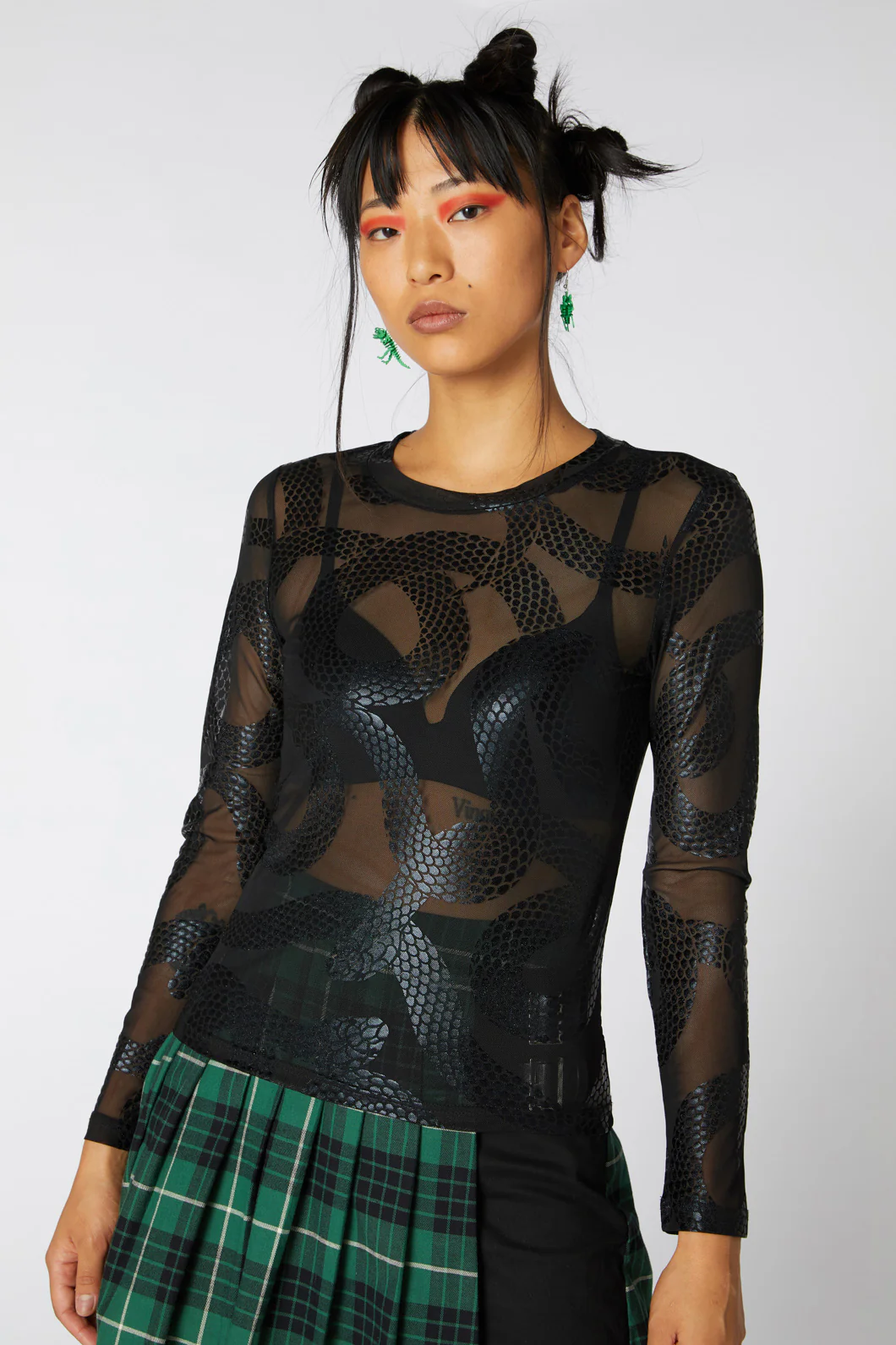 Sheer Snake Foil Print Top