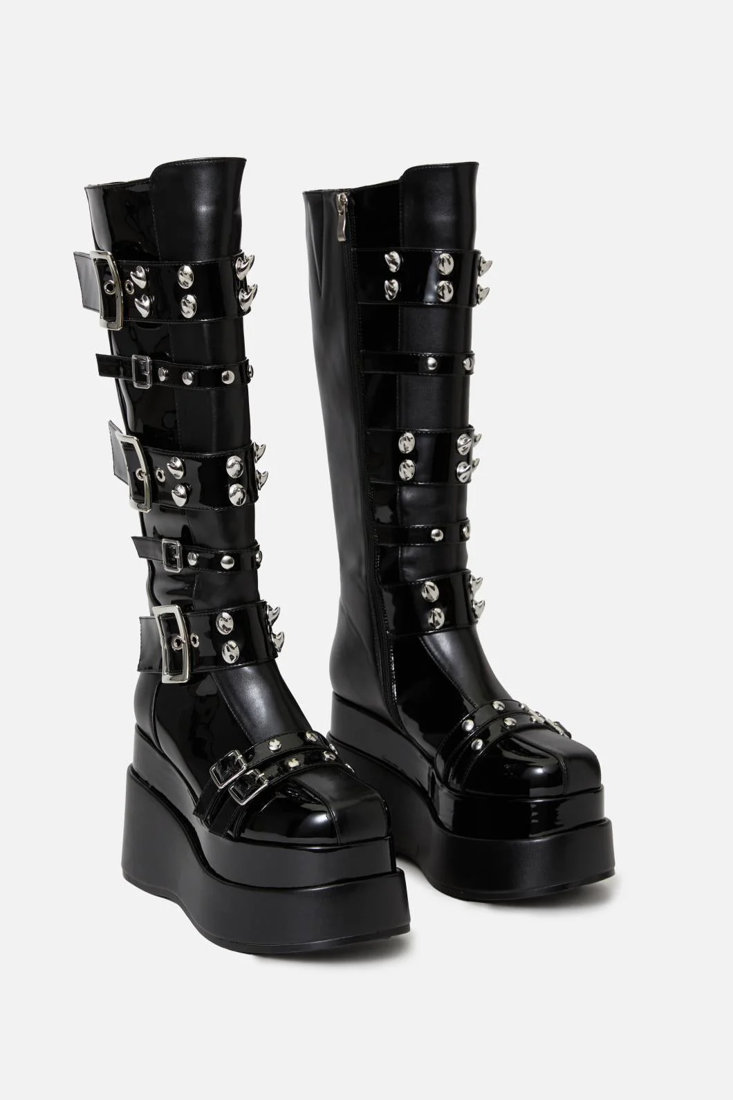 Stud Buckle Wedge Boot