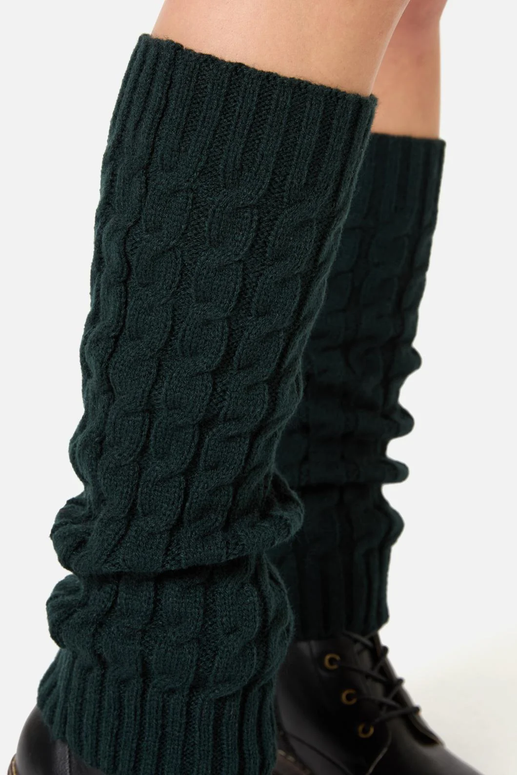 Dark Teal Cable Leg Warmers