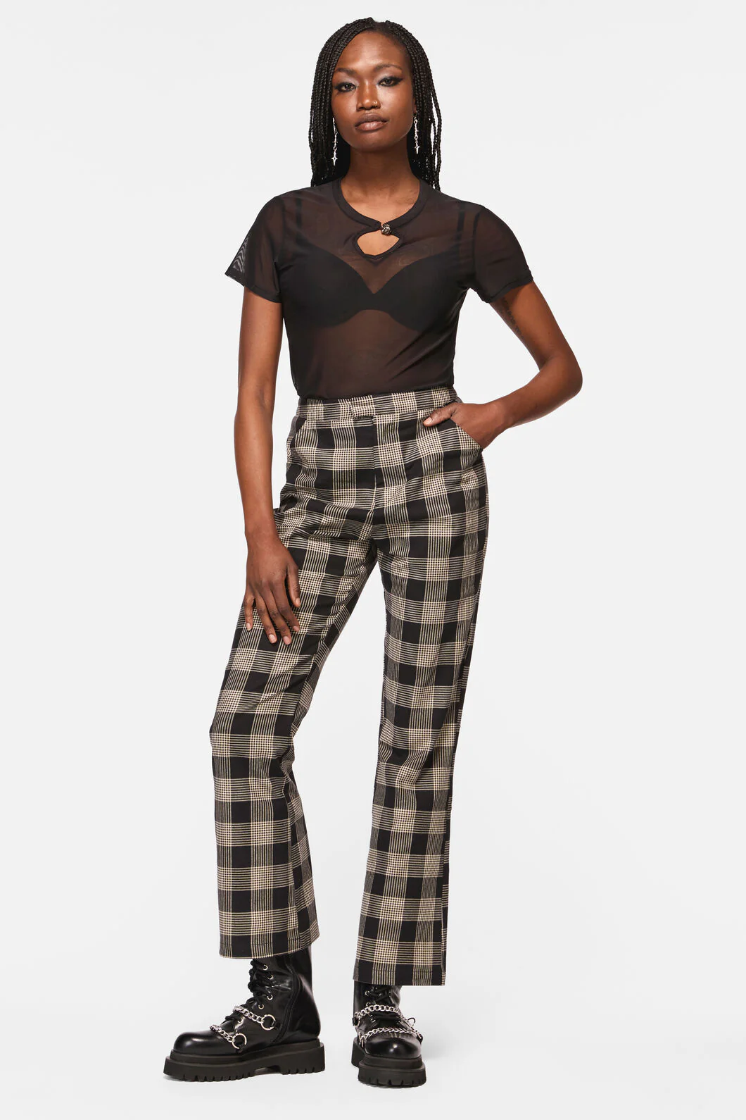 Crypt Check Straight Flare Fit Pant