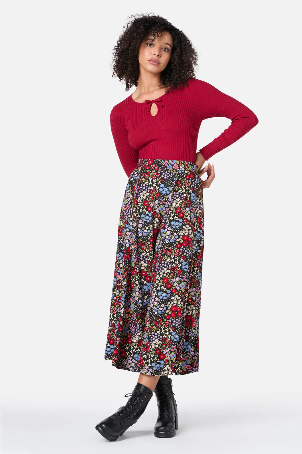 Ada 90's Floral Midi Skirt