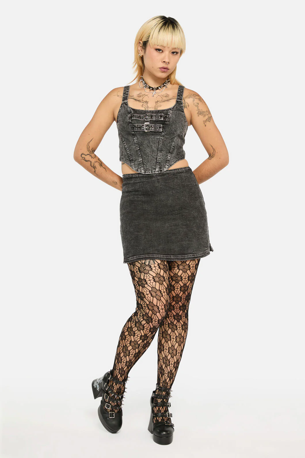 Ratbag Acid Wash Fitted Mini Skort