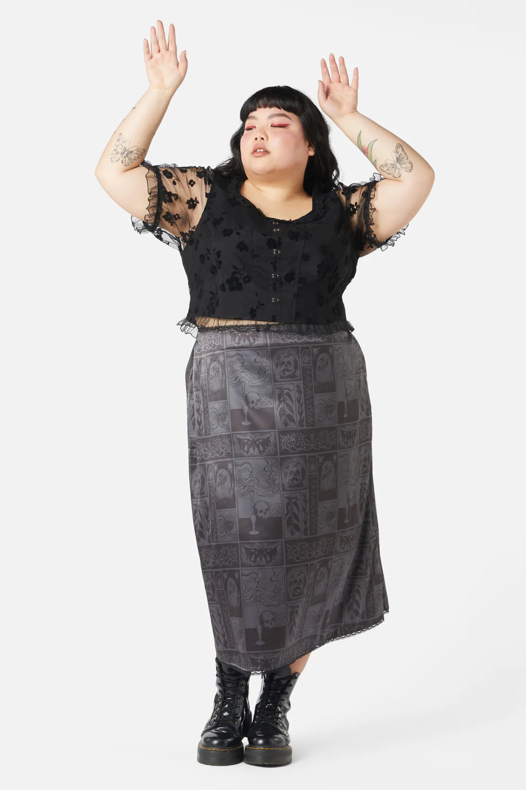 Curve Ruined Mansion Satin Brocade Skirt