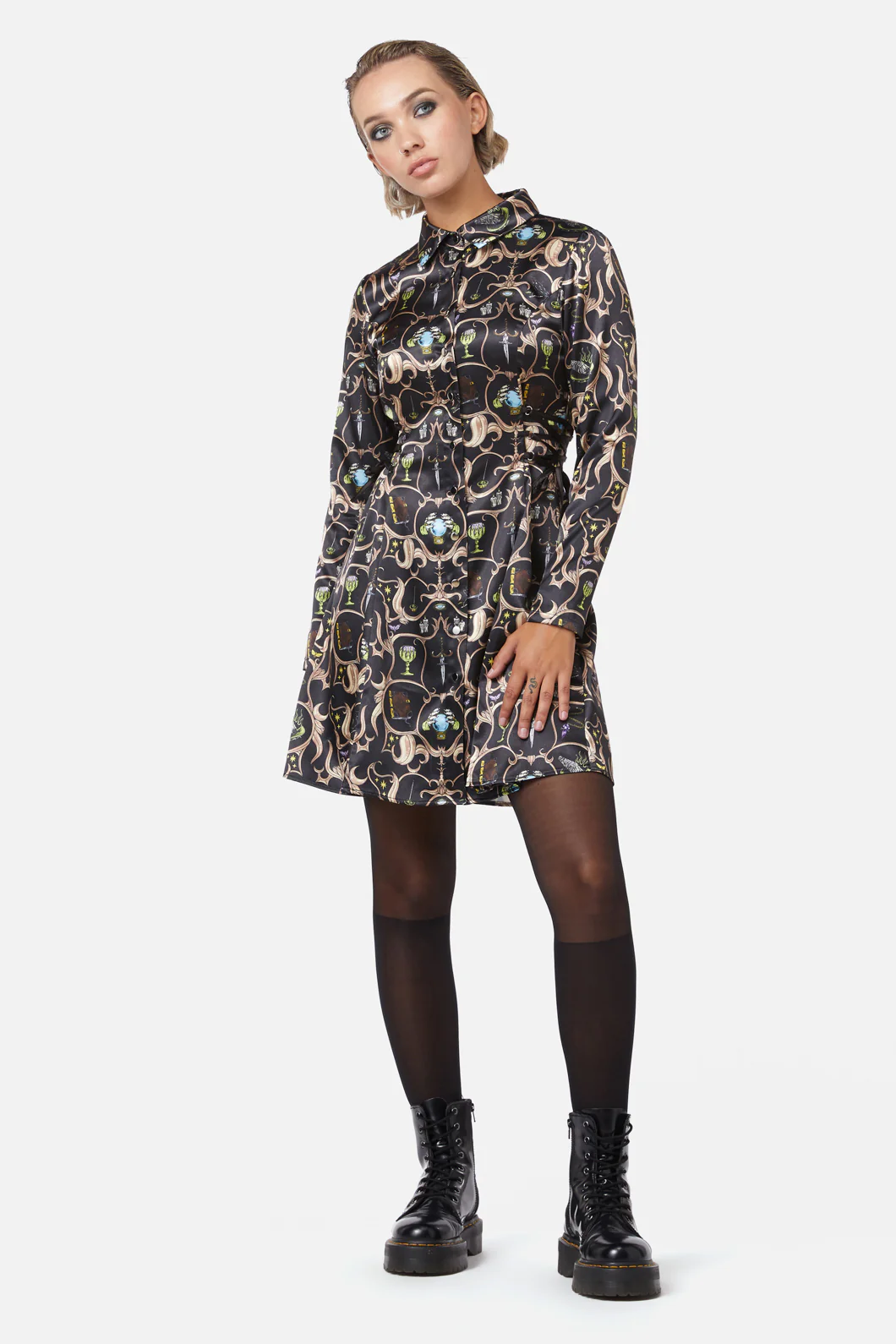 Ceremonial Printed Shirt Dress