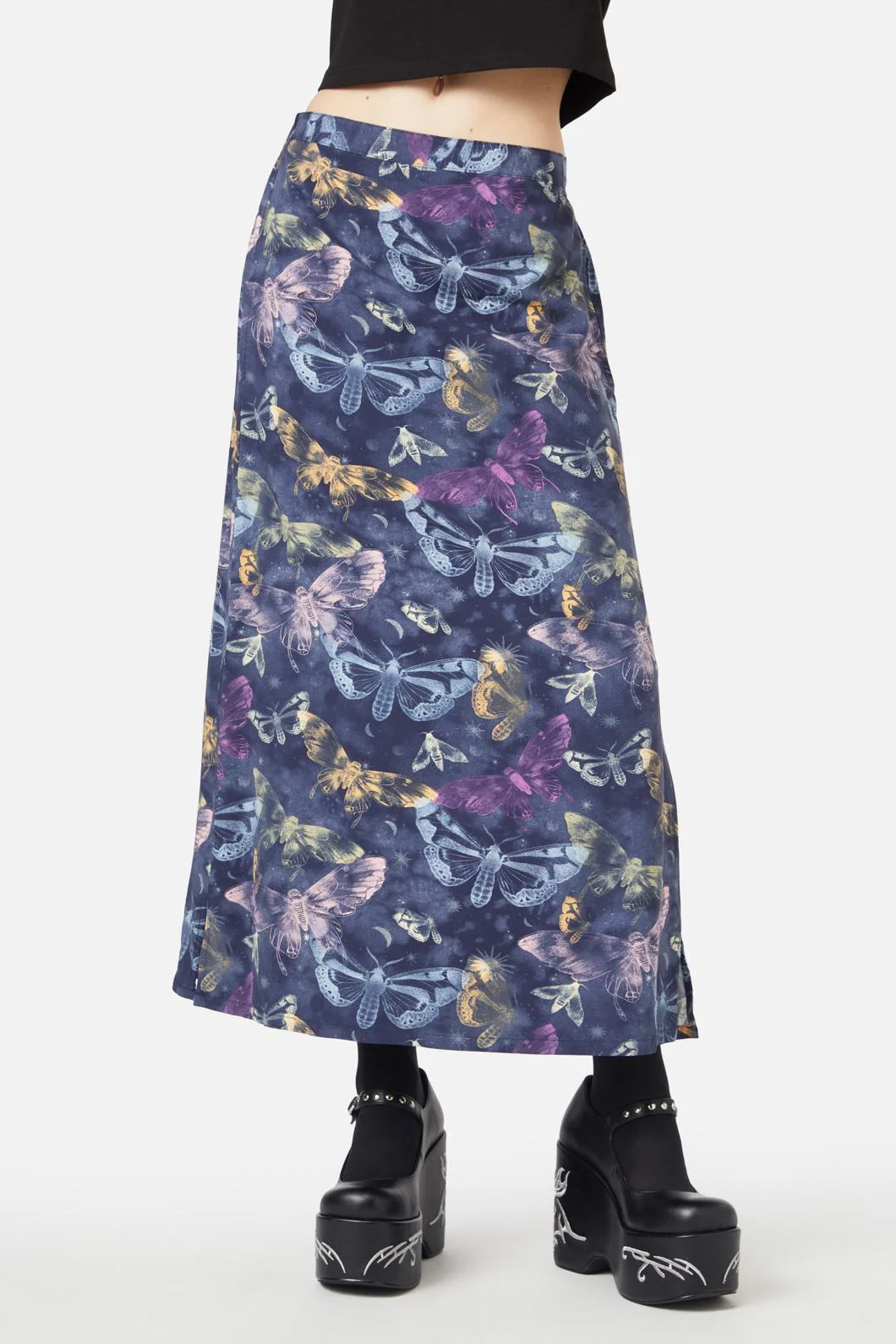 Lunar Moth Print Maxi Skirt