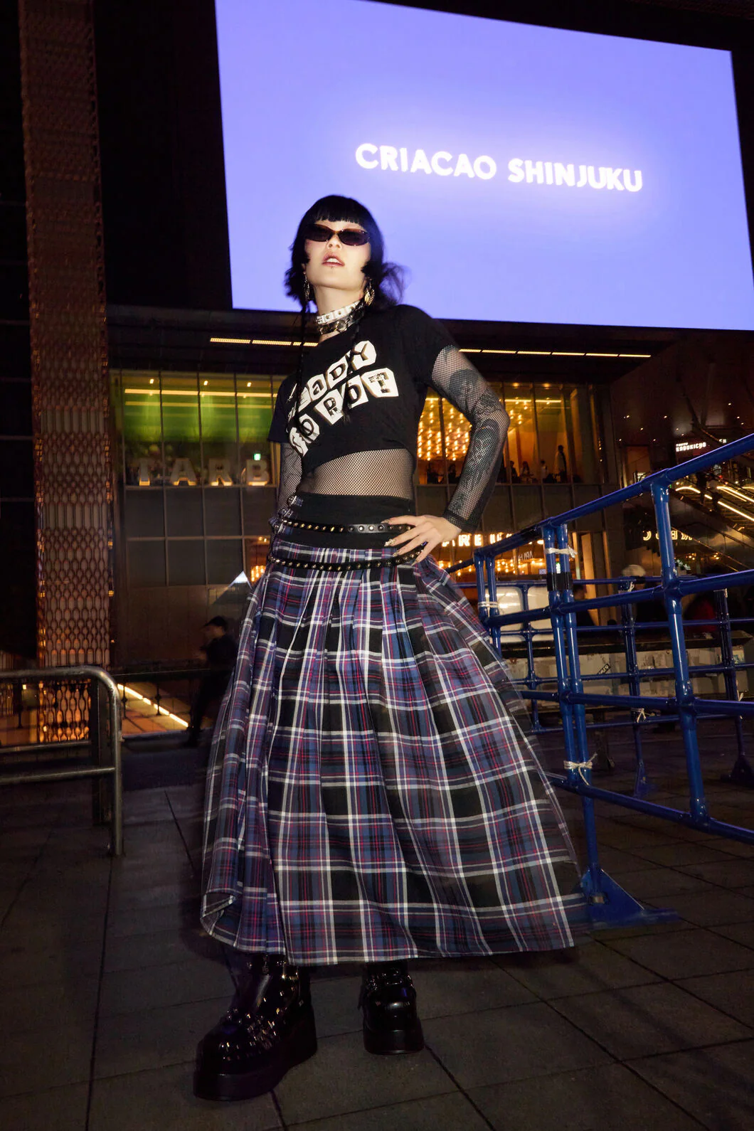 Edgy Tartan Midi Skirt