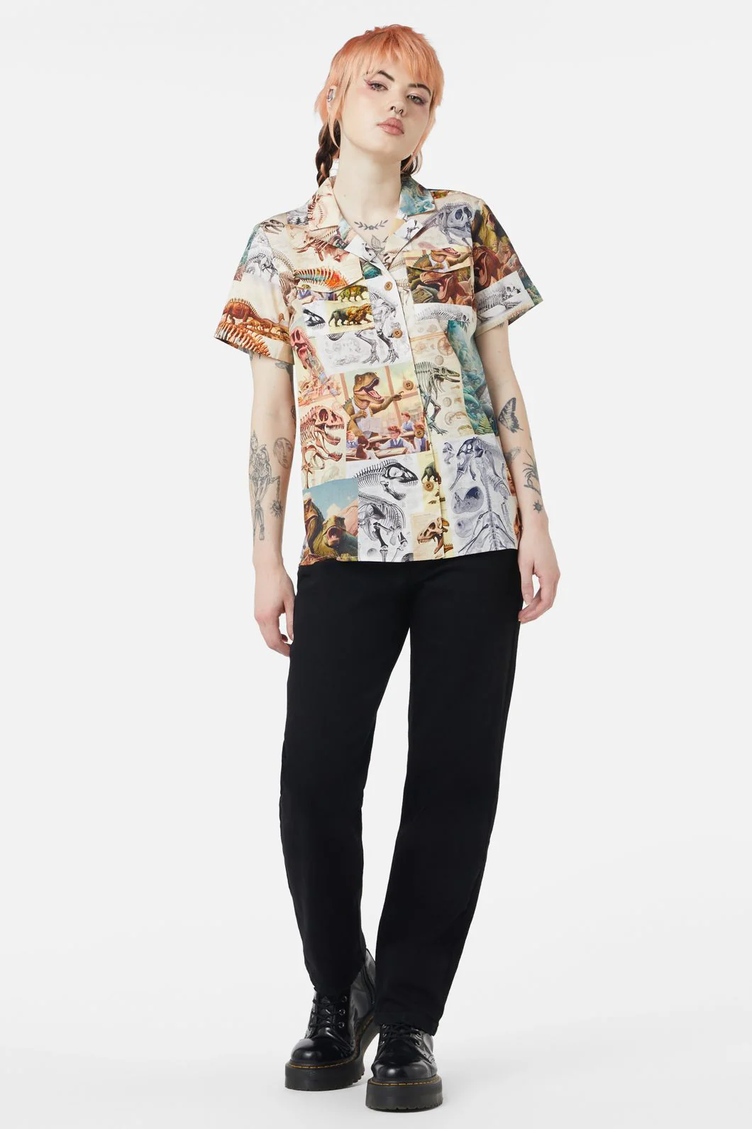 Prehistoric Dino Tile Print Blouse
