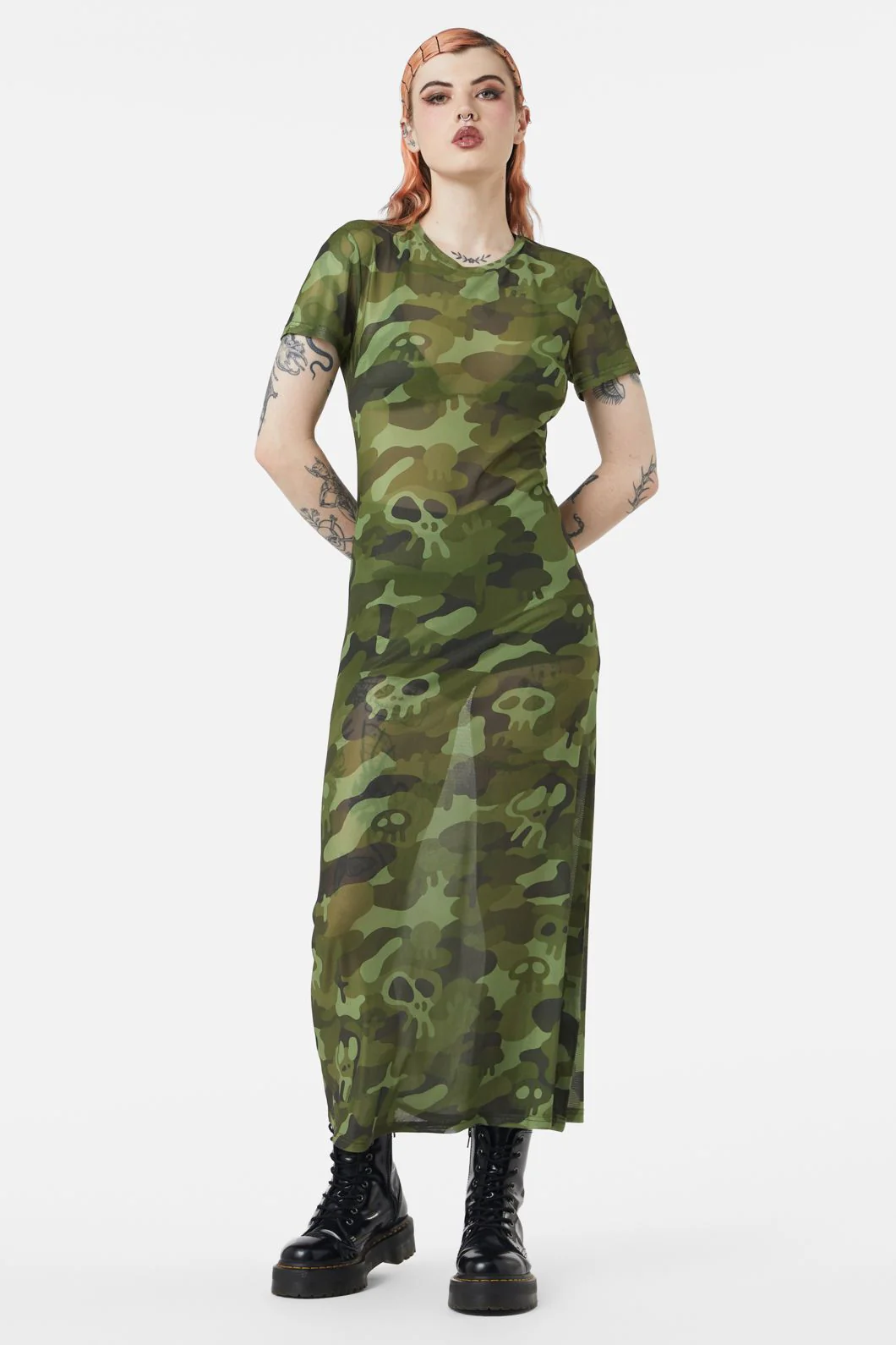 Nook Of The Garden Camo Mesh Dress