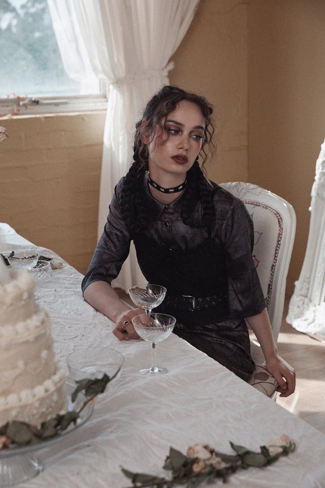 Ruined Mansion Satin Brocade Blouse