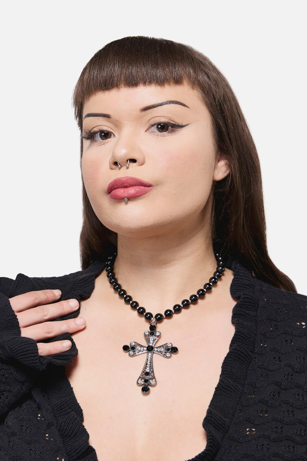 Gothic Cross Bead Necklace