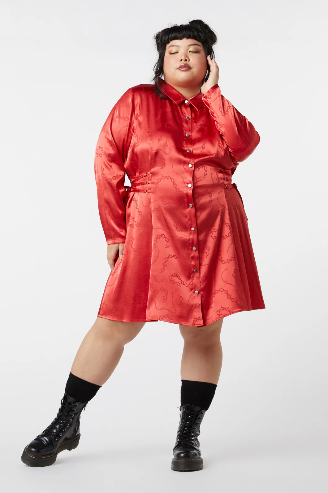 Curve Under Sentence Satin Dress