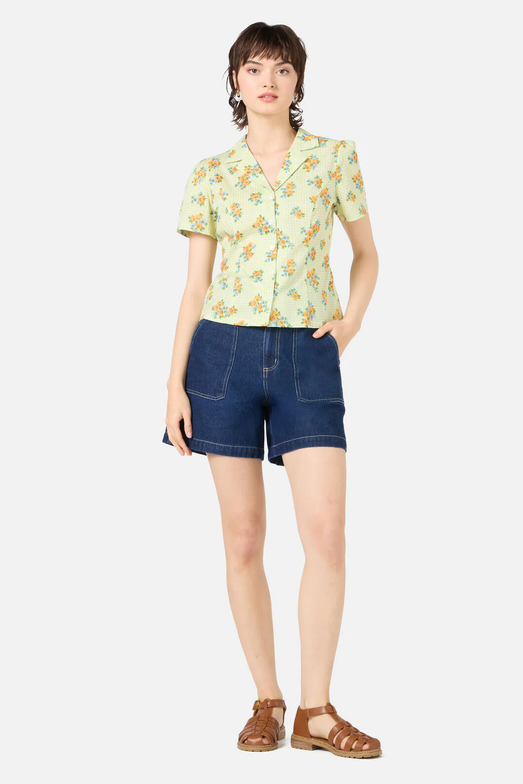 Gingham Floral Blouse