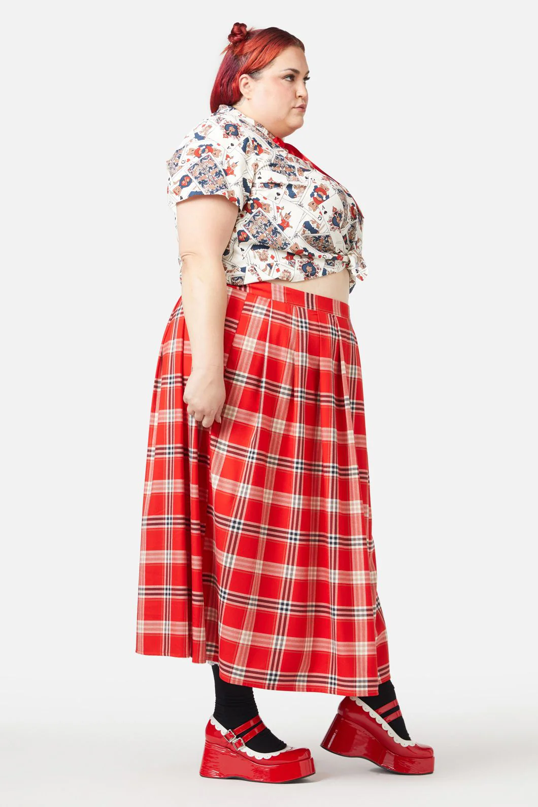 Curve Queen Of Cats Tartan Skirt