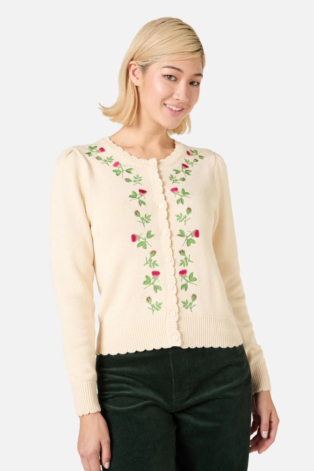 Rose Bud Embroidered Cardigan