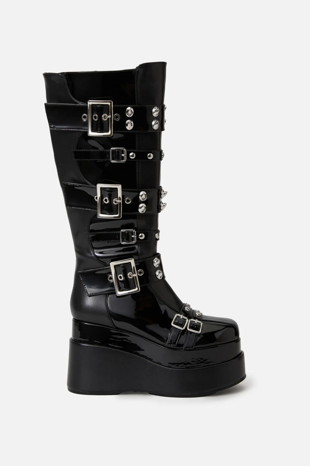Stud Buckle Wedge Boot