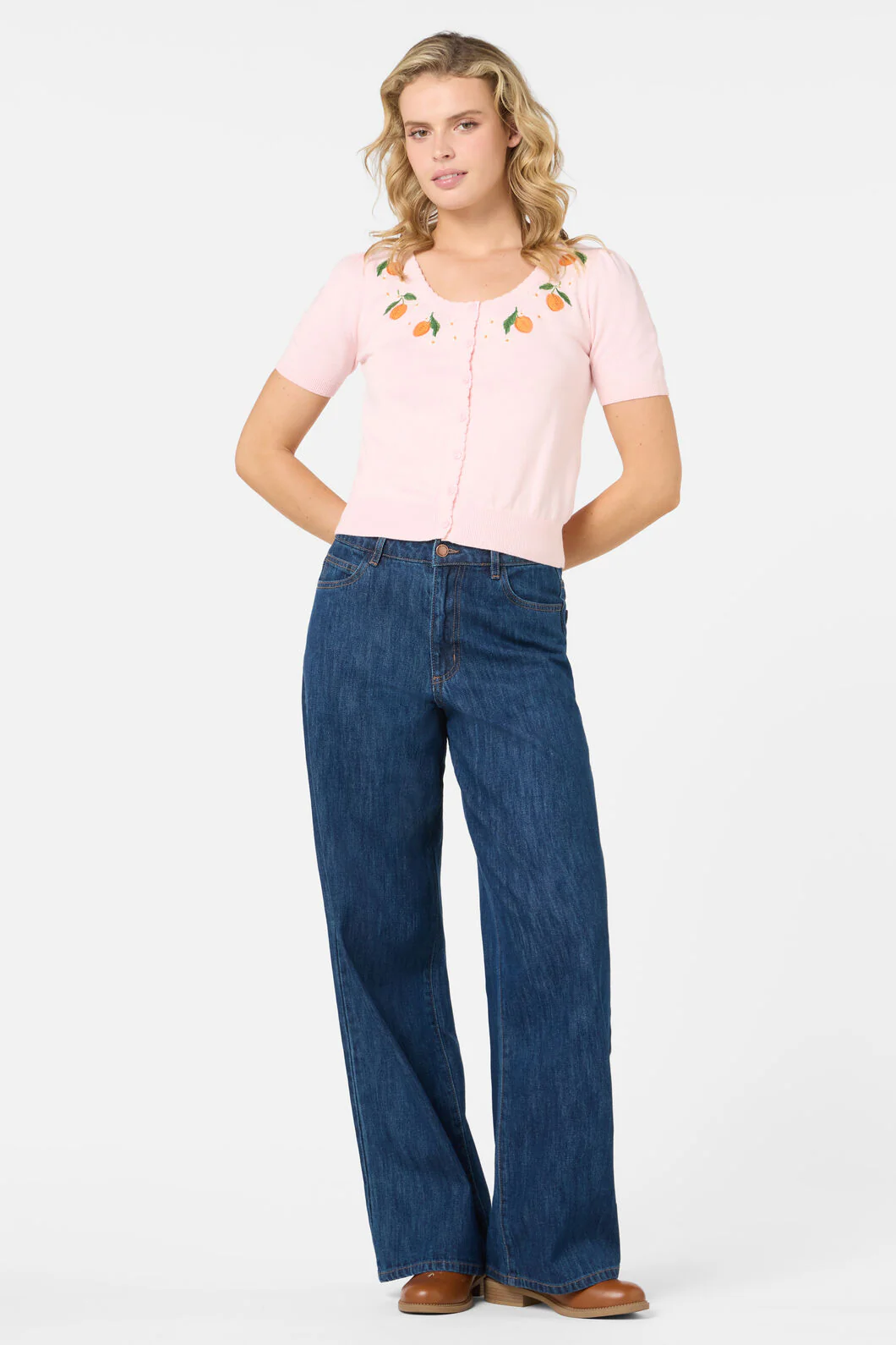 Apricots Embroidered Cardigan