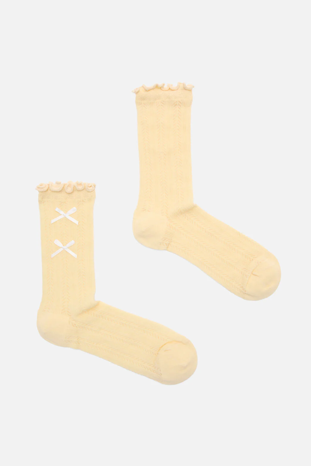 Lemon Lacey Bow Socks