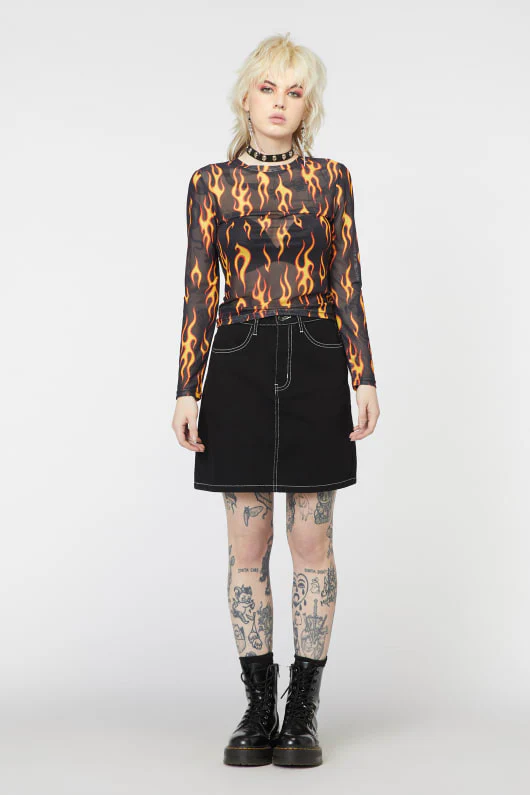 On Fire Sheer Mesh Top