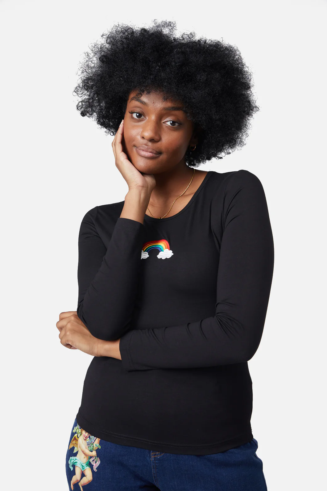 Embroidered Rainbow Top