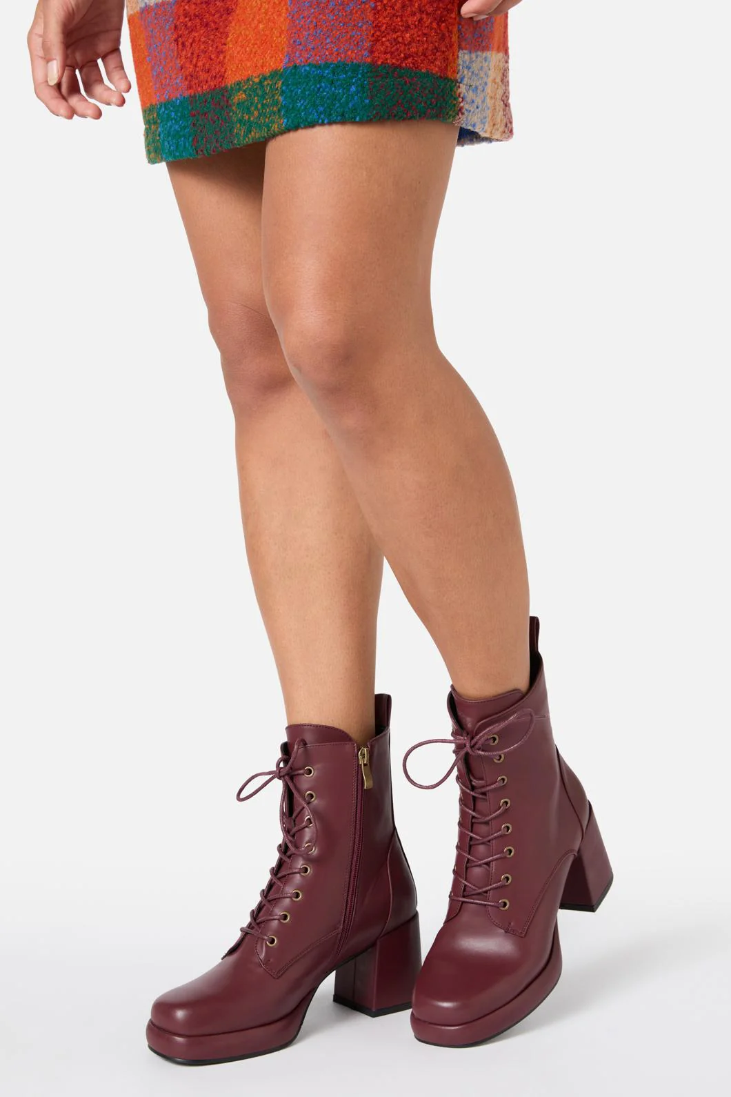 Plum Platform Lace Up Boot