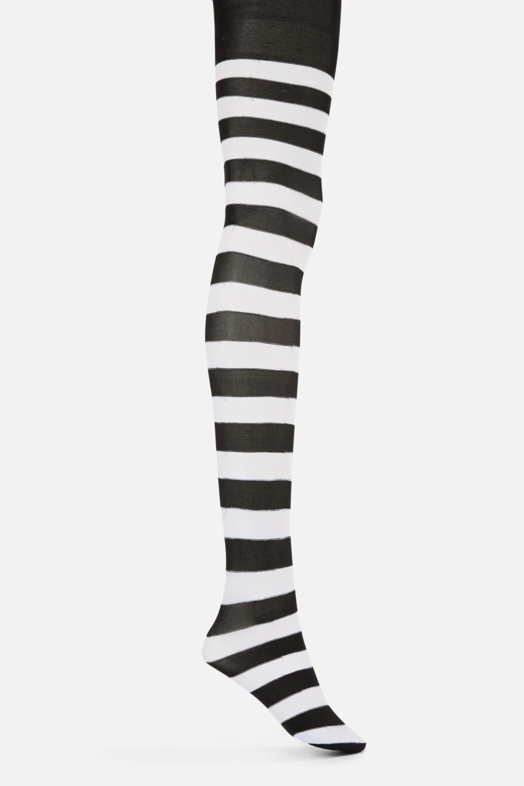 Black White Striped Tights