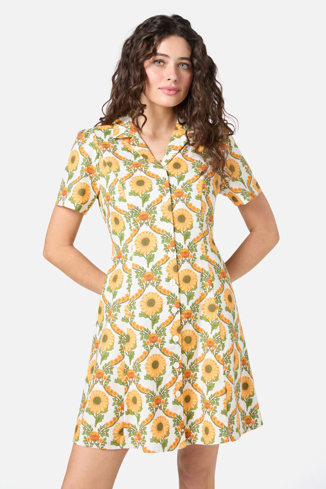 Sunflower Mini Shirt Dress