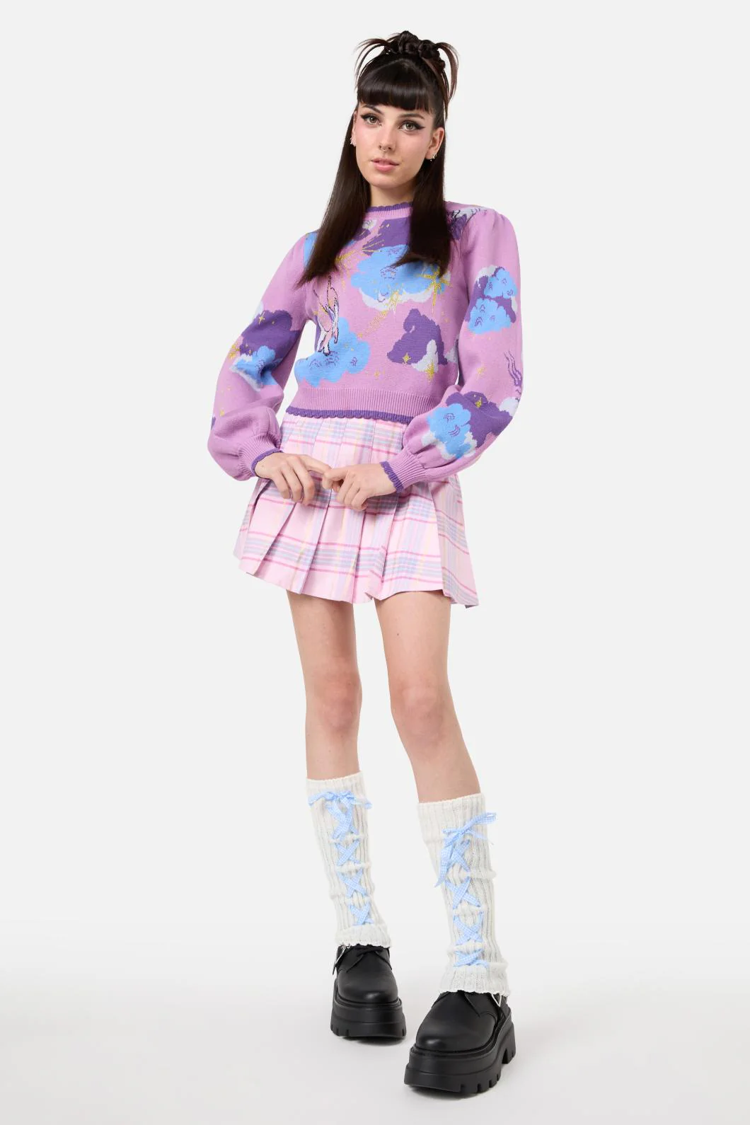 White Lace Up Leg Warmers