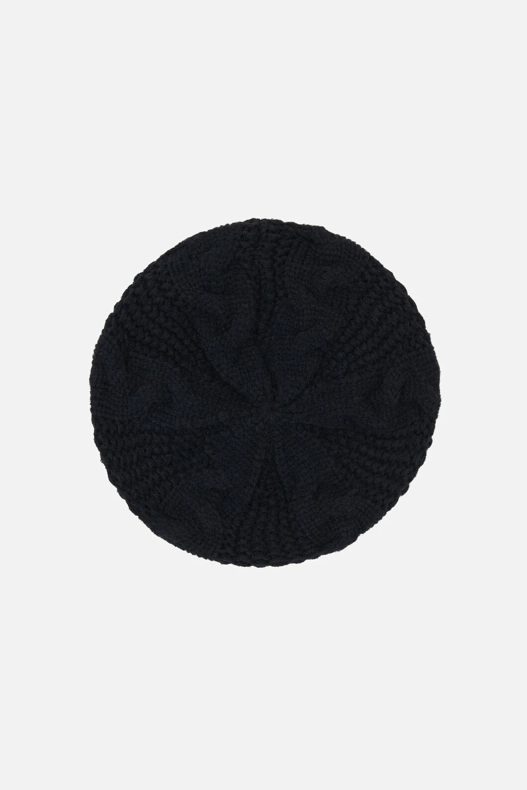 Black Cable Knit Beret