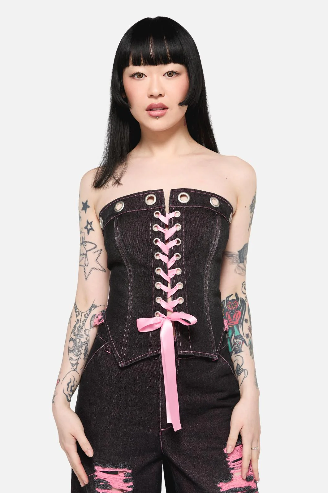 Scales Eyelet Denim Corset