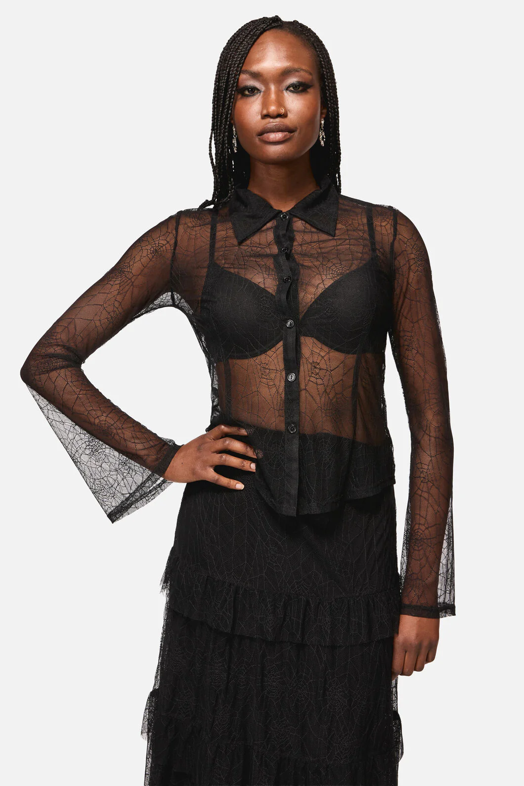 Web Lace Long Sleeve Blouse