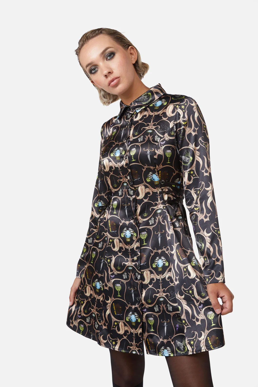 Ceremonial Printed Shirt Dress