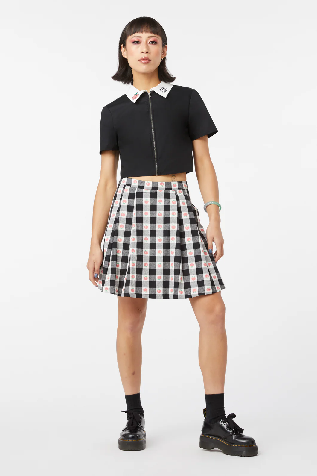 Gingham Peach Mini Skirt