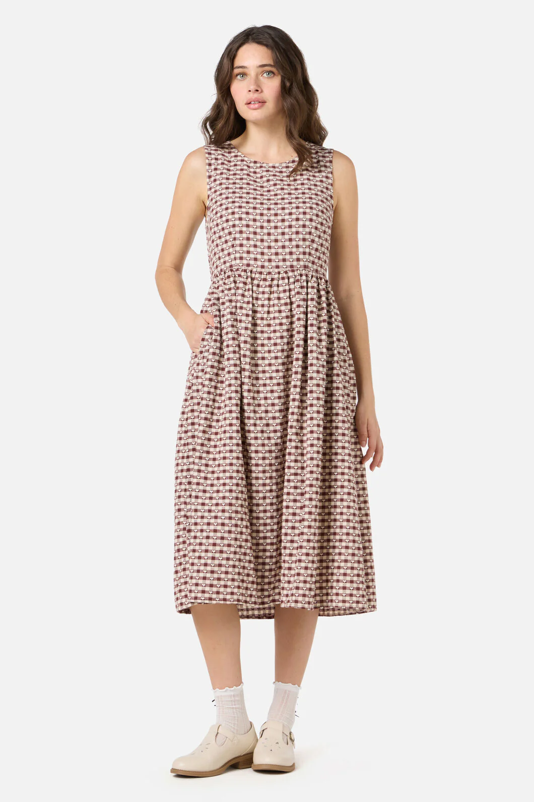Sweetheart Check Midi Dress