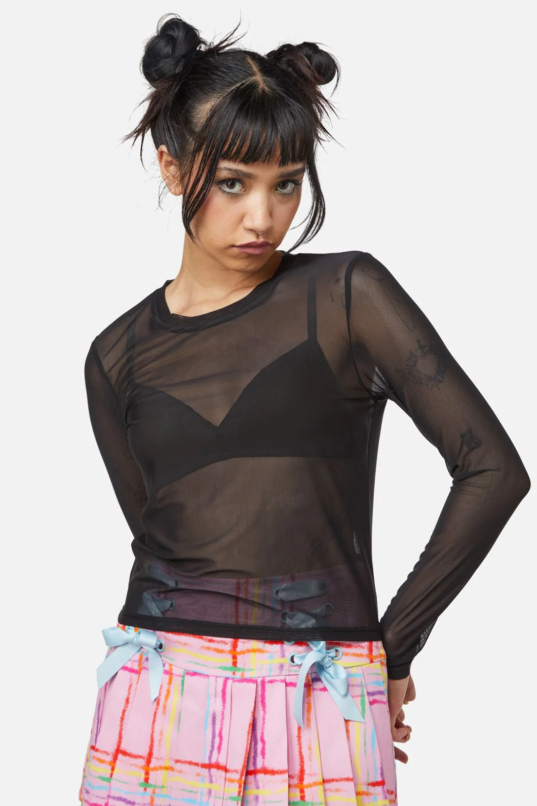 Basic Mesh Long Sleeve Top