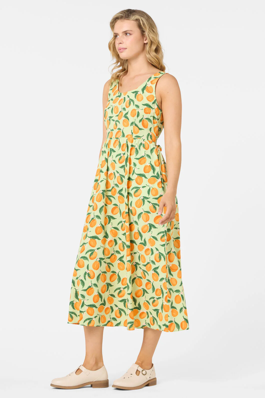 Apricots Gathered Midi Dress