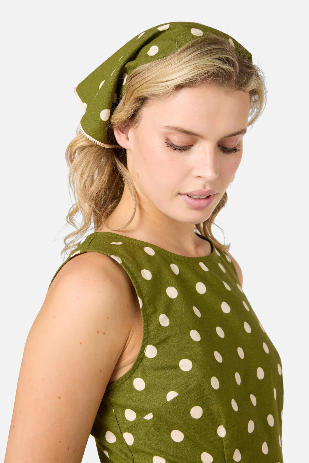 Olive Spot Head Scarf