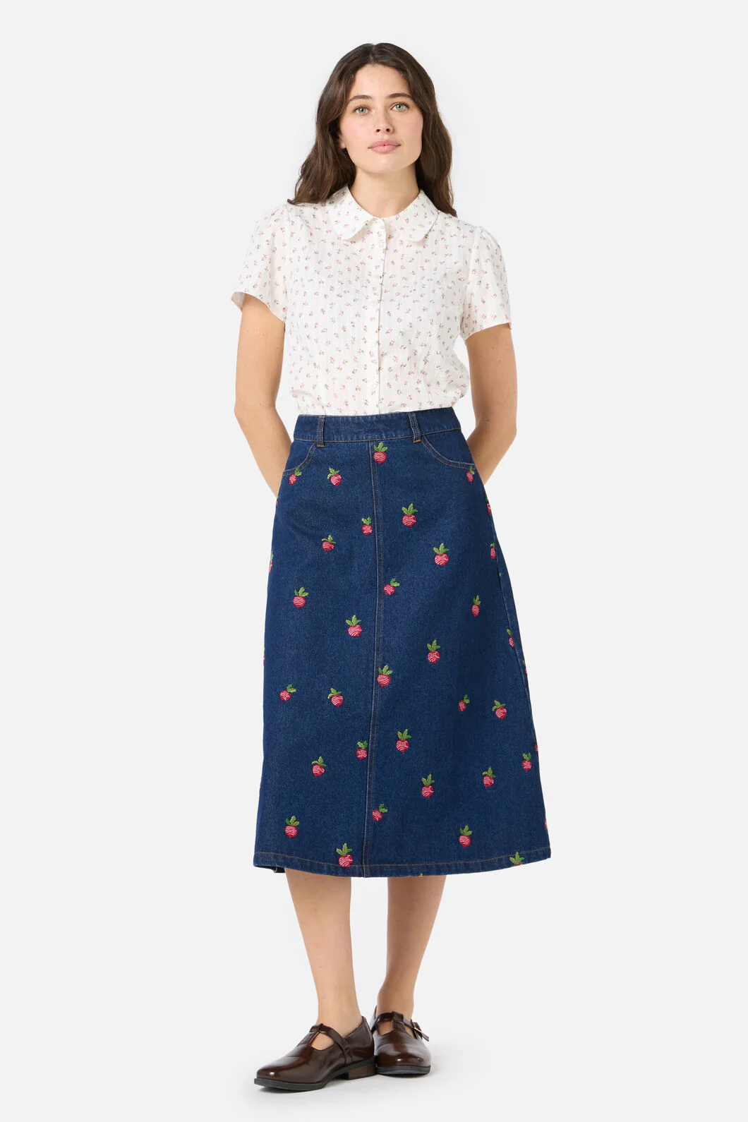 Radish Emb Denim Skirt