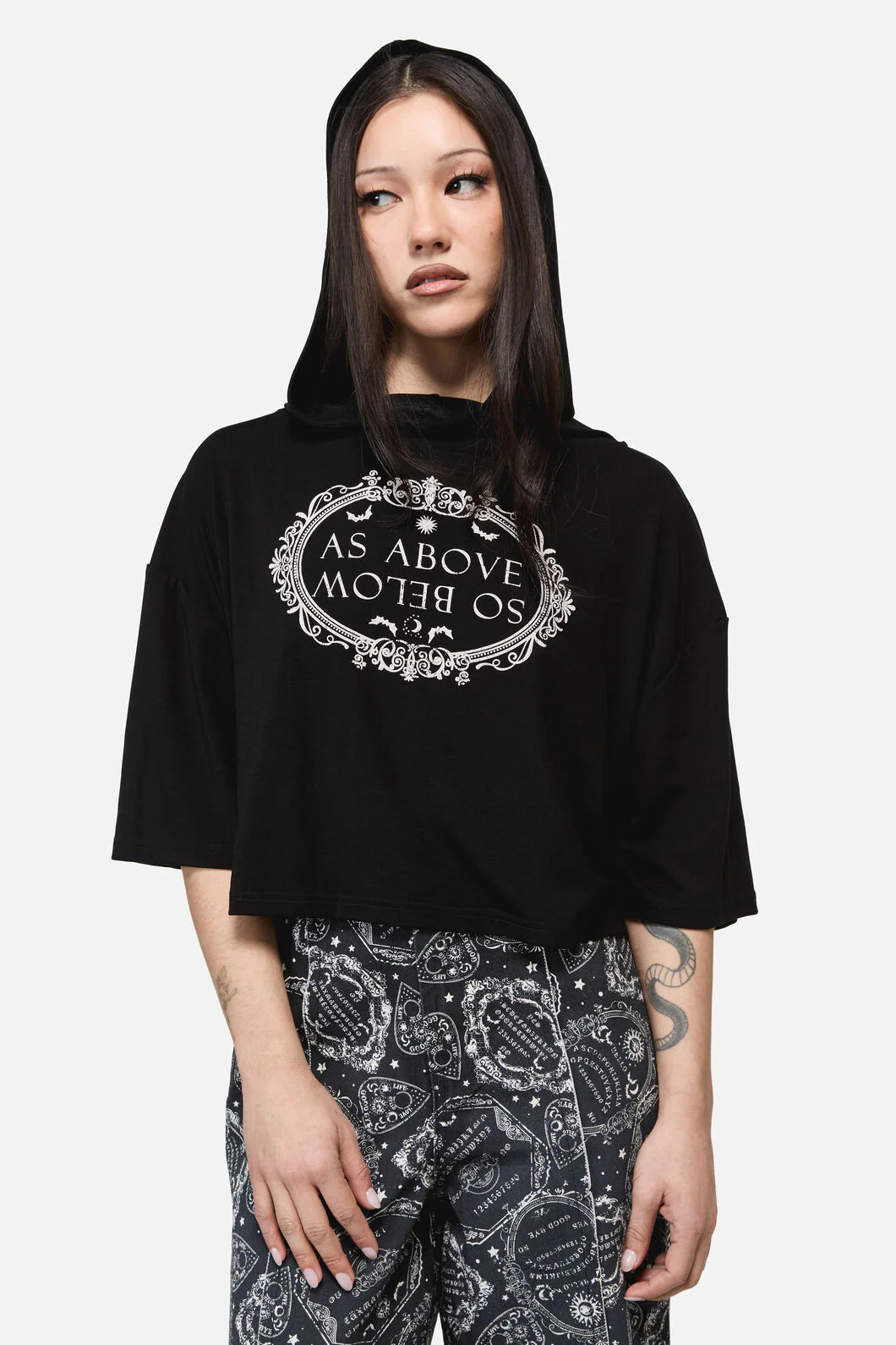 Seance Hooded Goth Print Tee