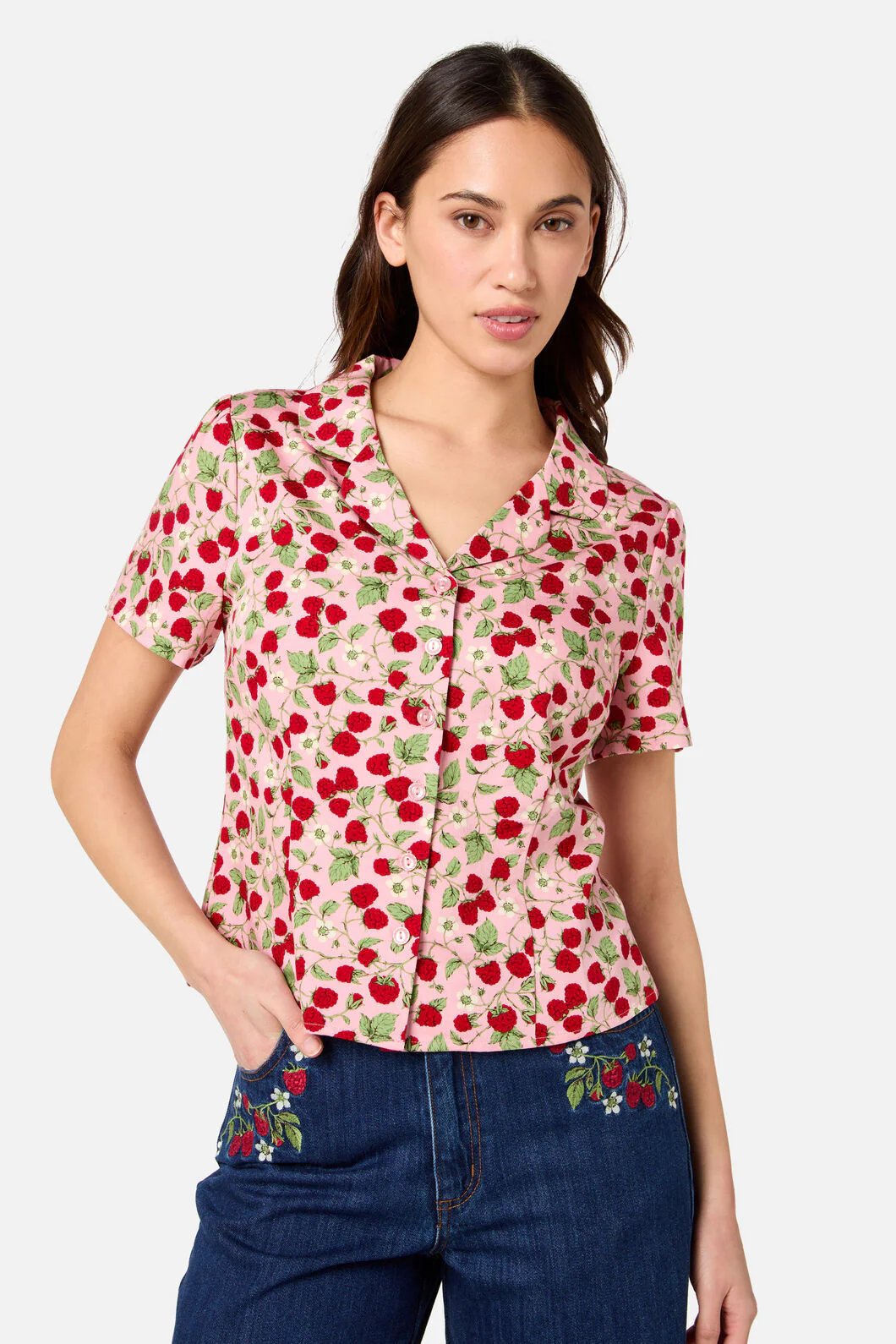 Raspberry Short Sleeve Blouse