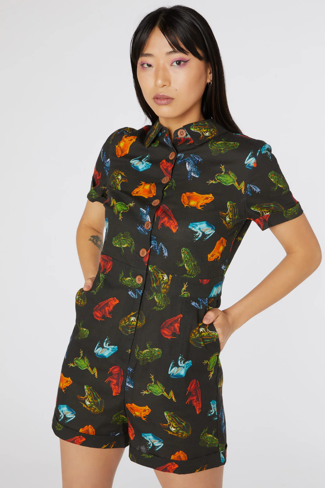 Frog Cotton Shirt Playsuit
