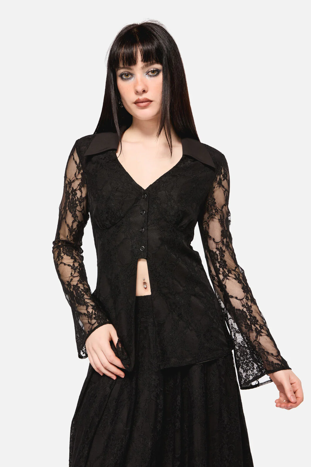 Dark Pieridae Long Sleeve Lace Top