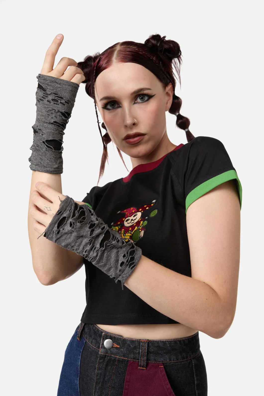 Faux Torn Fingerless Gloves