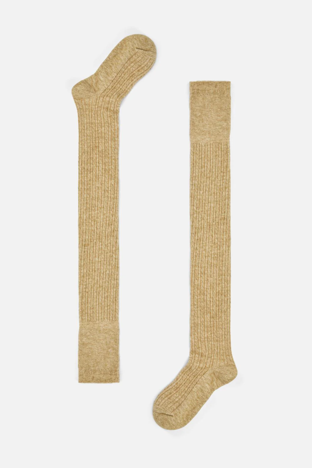 Cream Over The Knee Socks