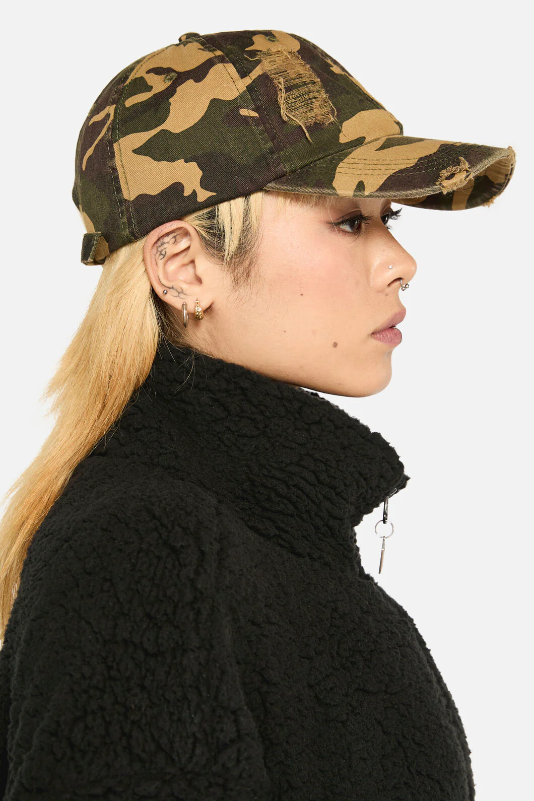 Distressed Camo Cap